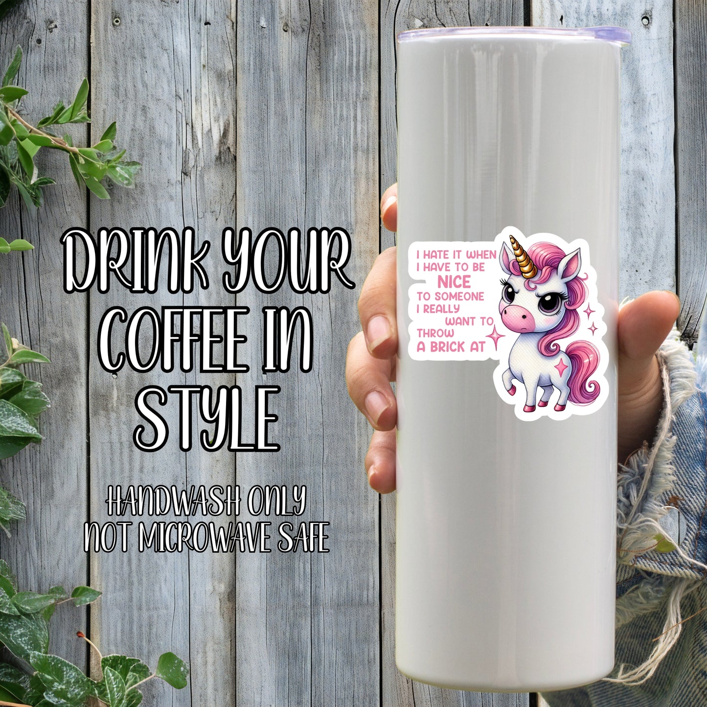 I Wanna Throw A Brick At Someone - Passive Aggressive Unicorn Sticker | Laminated Vinyl Decal | Funny Gift Stickers | Multiple Sizes | Perfect for Laptops, Cars, Tumblers and More!