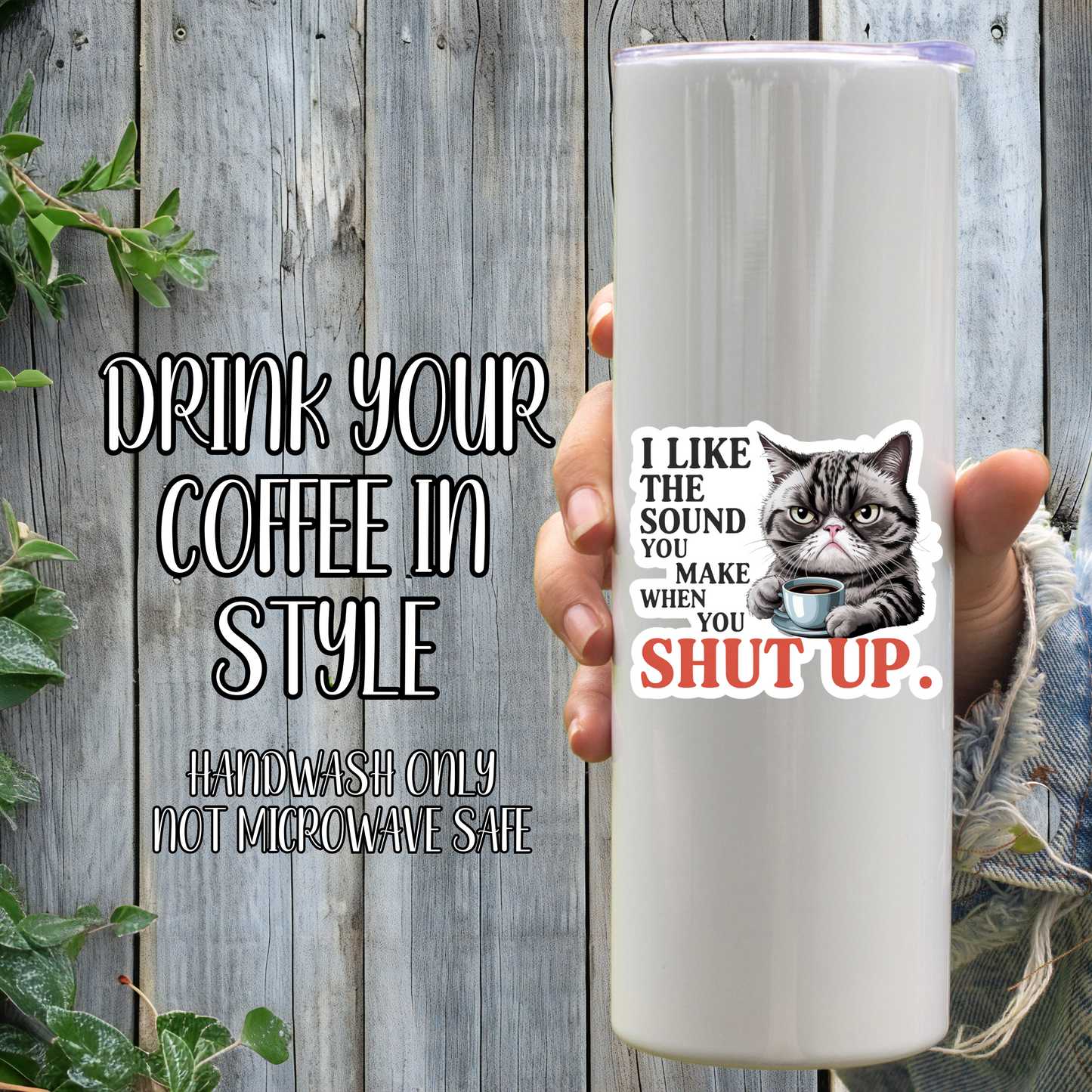 Antisocial Coffee Cat | Laminated Vinyl Decal | Funny Gift Stickers | Cats | Multiple Sizes | Perfect for Laptops, Cars, Tumblers and More!