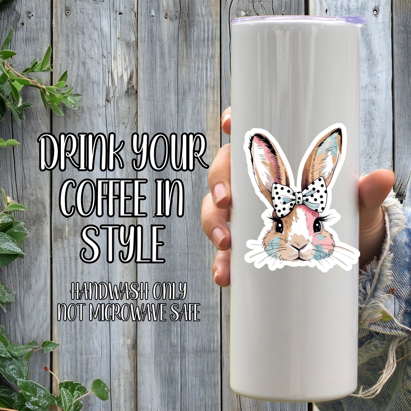 Pretty Easter Bunny Aesthetic Hairbow Sticker | Laminated Vinyl Decal | Funny Gift Stickers | Multiple Sizes | Perfect for Laptops, Cars, Tumblers and More!