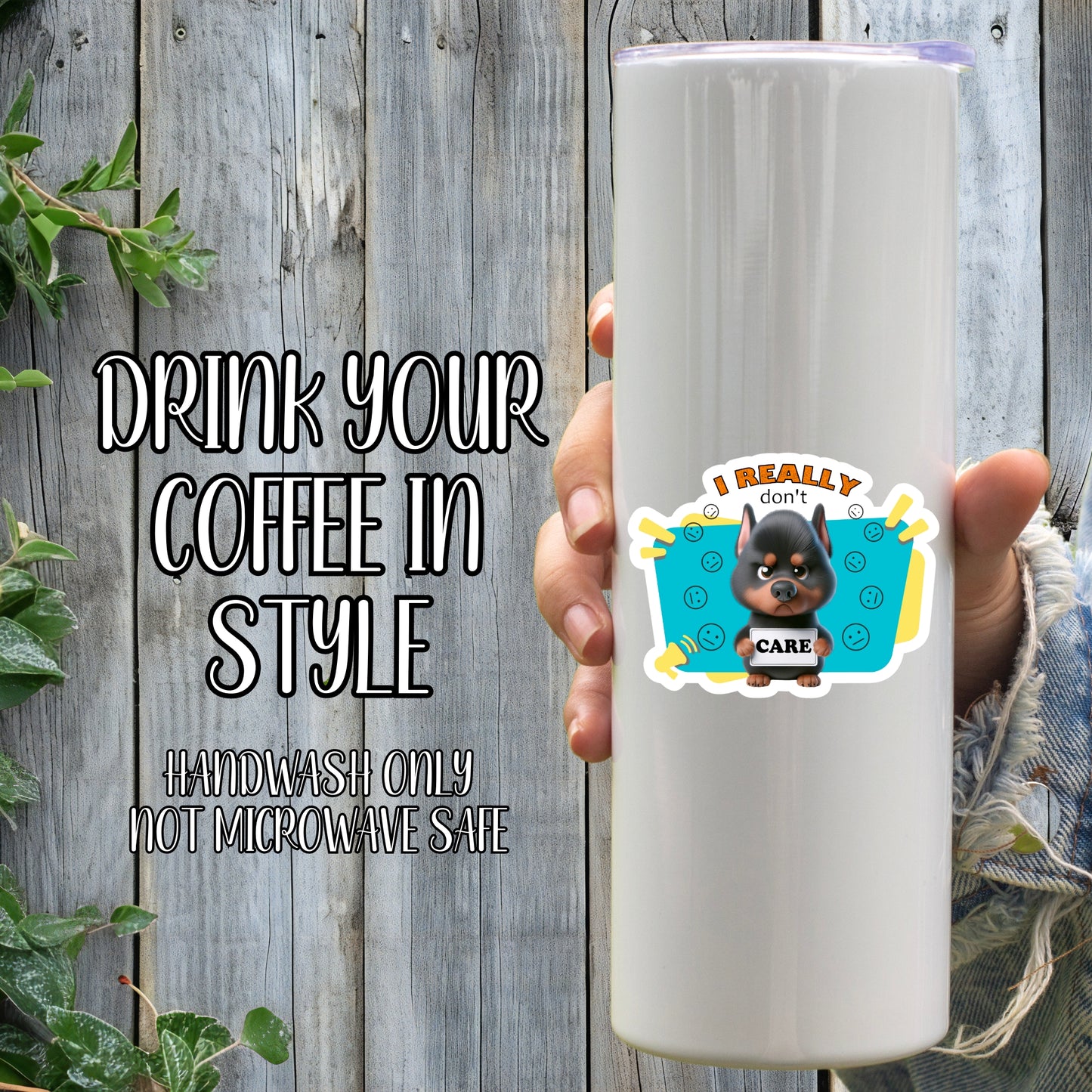 Less People, More Dogs - Grumpy Doberman Sticker | Laminated Vinyl Decal | Funny Gift Stickers | Multiple Sizes | Perfect for Laptops, Cars, Tumblers and More!