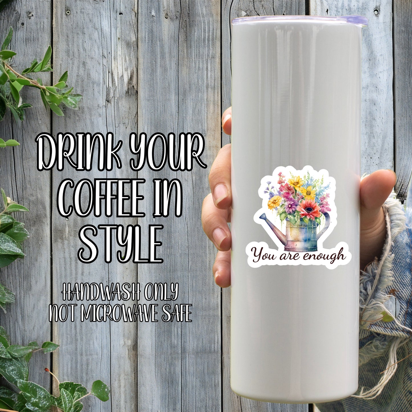 You Are Enough - LGBTQIA+ Floral Watering Can Gardening Aesthetic Sticker | Laminated Vinyl Decal | Funny Gift Stickers | Multiple Sizes | Perfect for Laptops, Cars, Tumblers and More!