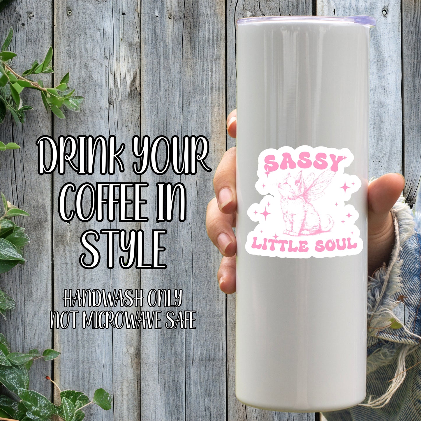 Sassy Little Soul - Cute Pink Fairy Kitten Coquette Aesthetic Sticker | Laminated Vinyl Decal | Funny Gift Stickers | Multiple Sizes | Perfect for Laptops, Cars, Tumblers and More!