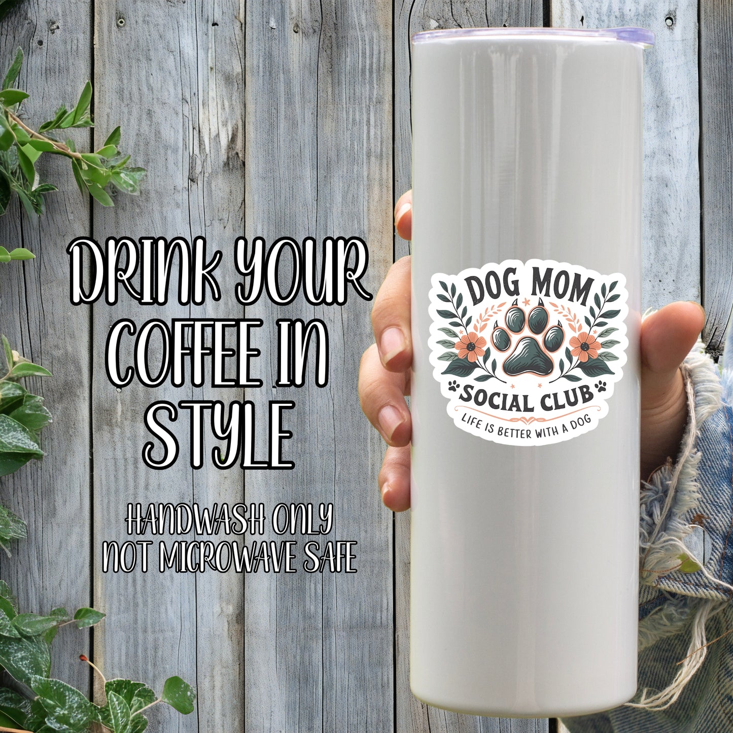 Dog Mom Social Club: Life Is Better With A Dog - Pet Parent Sticker | Laminated Vinyl Decal | Funny Gift Stickers | Multiple Sizes | Perfect for Laptops, Cars, Tumblers and More!