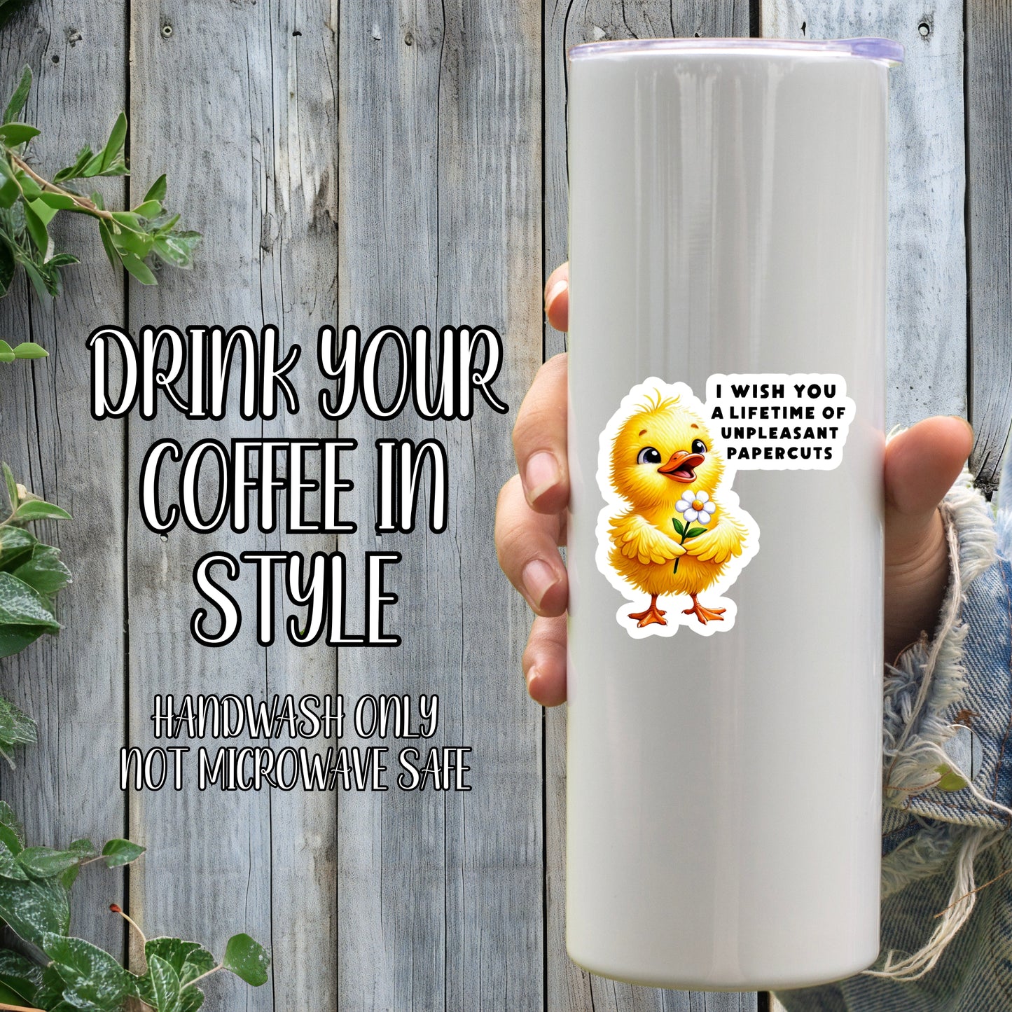 "I Wish You A Lifetime Of Unpleasant Papercuts" - Angry But Happy Cute Baby Chick Sticker | Laminated Vinyl Decal | Funny Gift Stickers | Multiple Sizes | Perfect for Laptops, Cars, Tumblers and More!