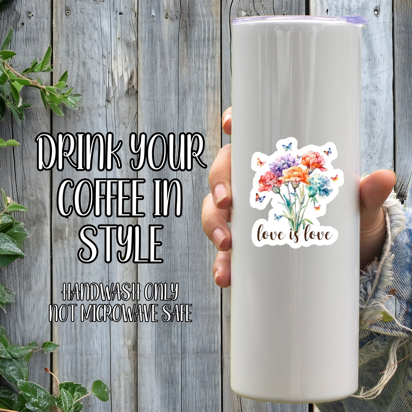 Love Is Love - LGBTQIA+ Flowers & Butterflies Sticker | Laminated Vinyl Decal | Funny Gift Stickers | Multiple Sizes | Perfect for Laptops, Cars, Tumblers and More!