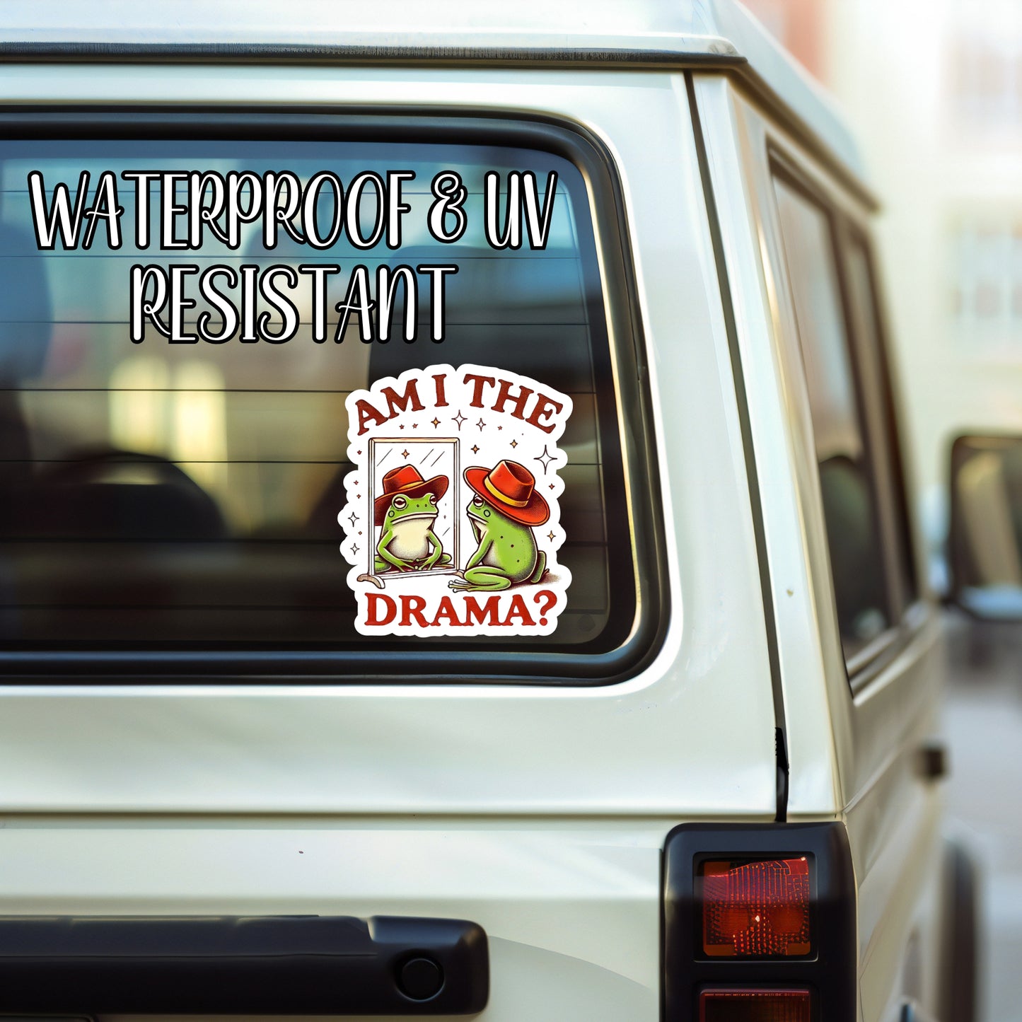 Am I The Drama? Cowboy Frog Sticker | Laminated Vinyl Decal | Funny Gift Stickers | Multiple Sizes | Perfect for Laptops, Cars, Tumblers and More!