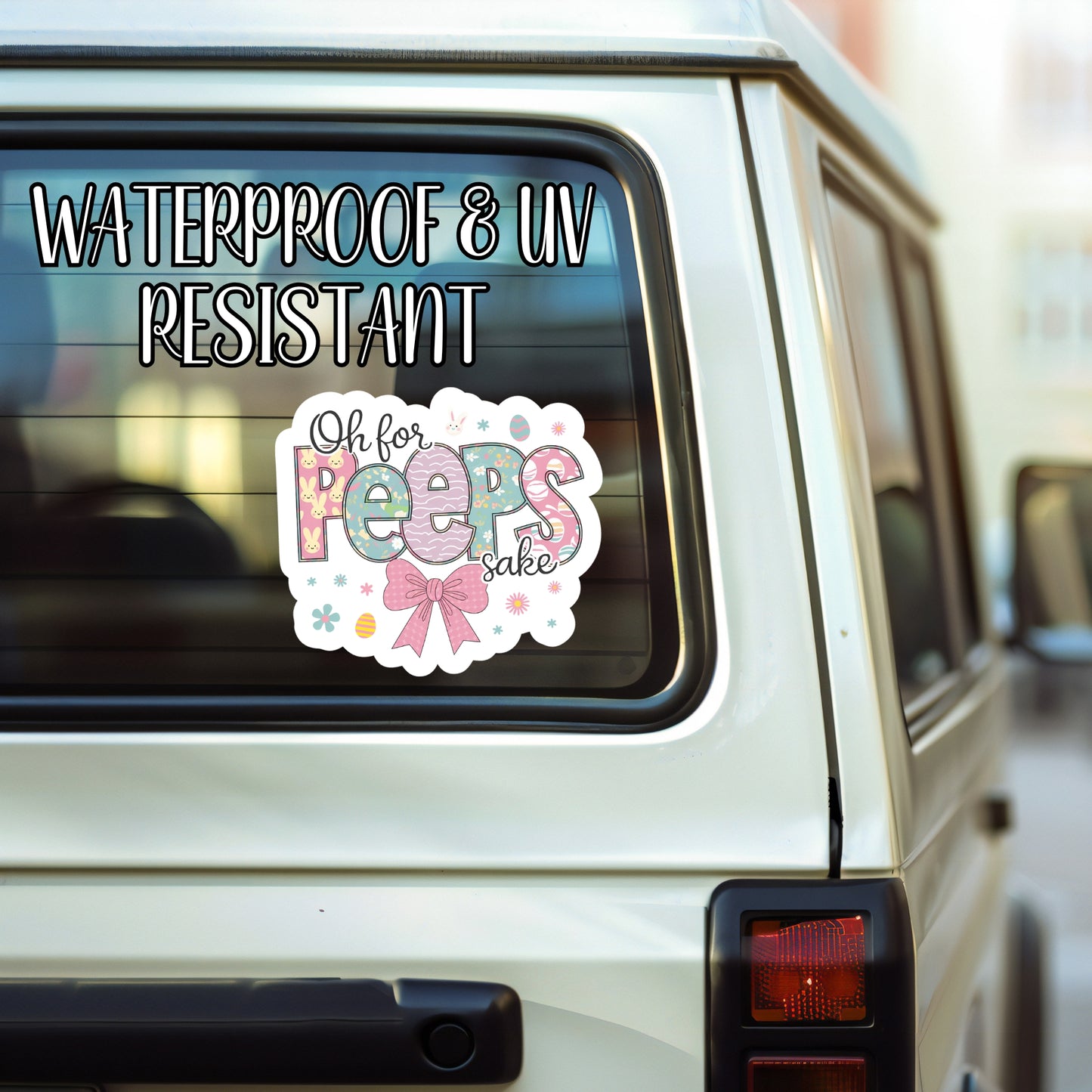 Oh For Peeps Sake - Easter Cute Floral/Egg Vibes Sticker | Laminated Vinyl Decal | Funny Gift Stickers | Multiple Sizes | Perfect for Laptops, Cars, Tumblers and More!