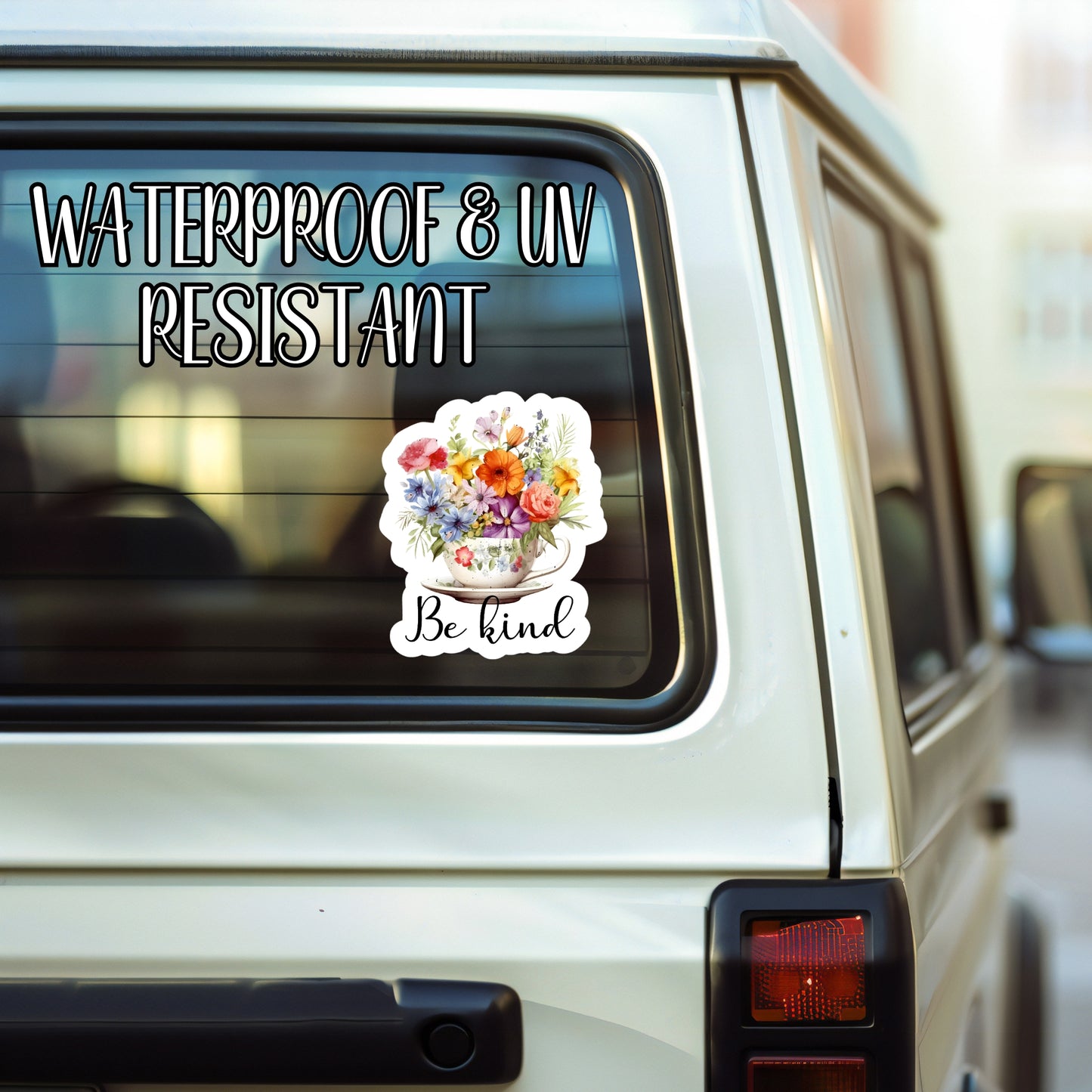 Be Kind - LGBTQIA+ Floral Teacup Sticker | Laminated Vinyl Decal | Funny Gift Stickers | Multiple Sizes | Perfect for Laptops, Cars, Tumblers and More!