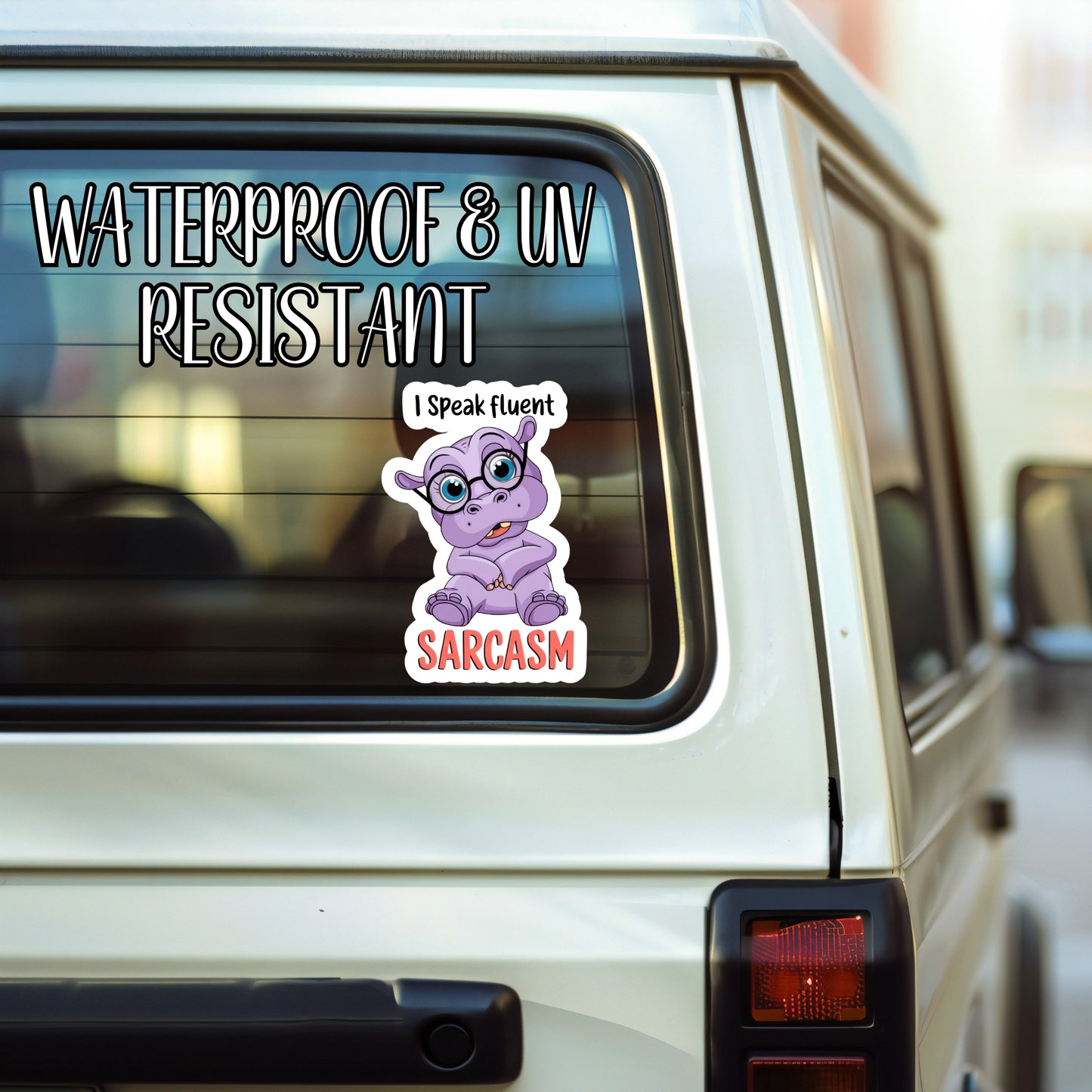 I Speak Fluent Sarcasm - Cute Sassy Hippo Sticker | Laminated Vinyl Decal | Funny Gift Stickers | Multiple Sizes | Perfect for Laptops, Cars, Tumblers and More!