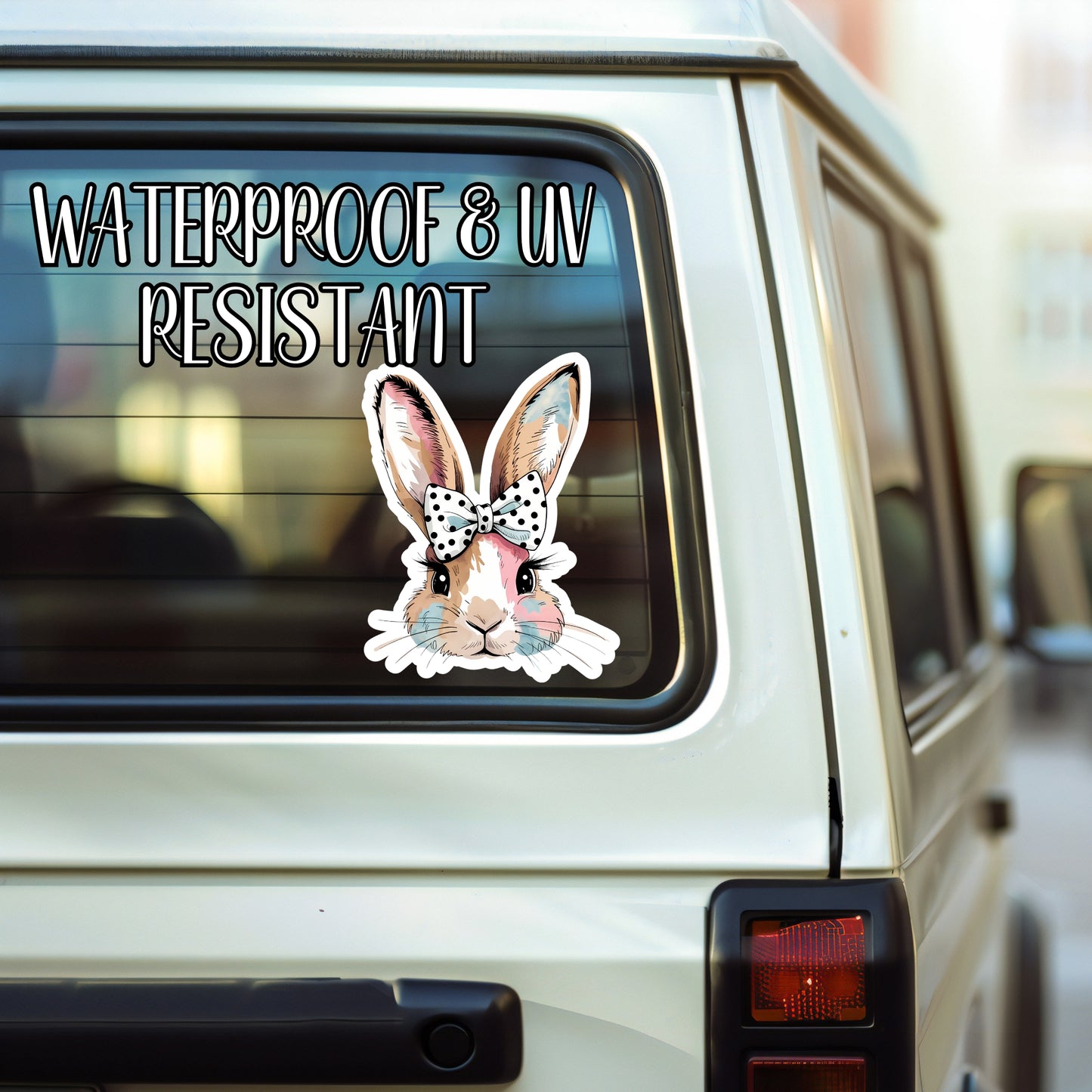 Pretty Easter Bunny Aesthetic Hairbow Sticker | Laminated Vinyl Decal | Funny Gift Stickers | Multiple Sizes | Perfect for Laptops, Cars, Tumblers and More!