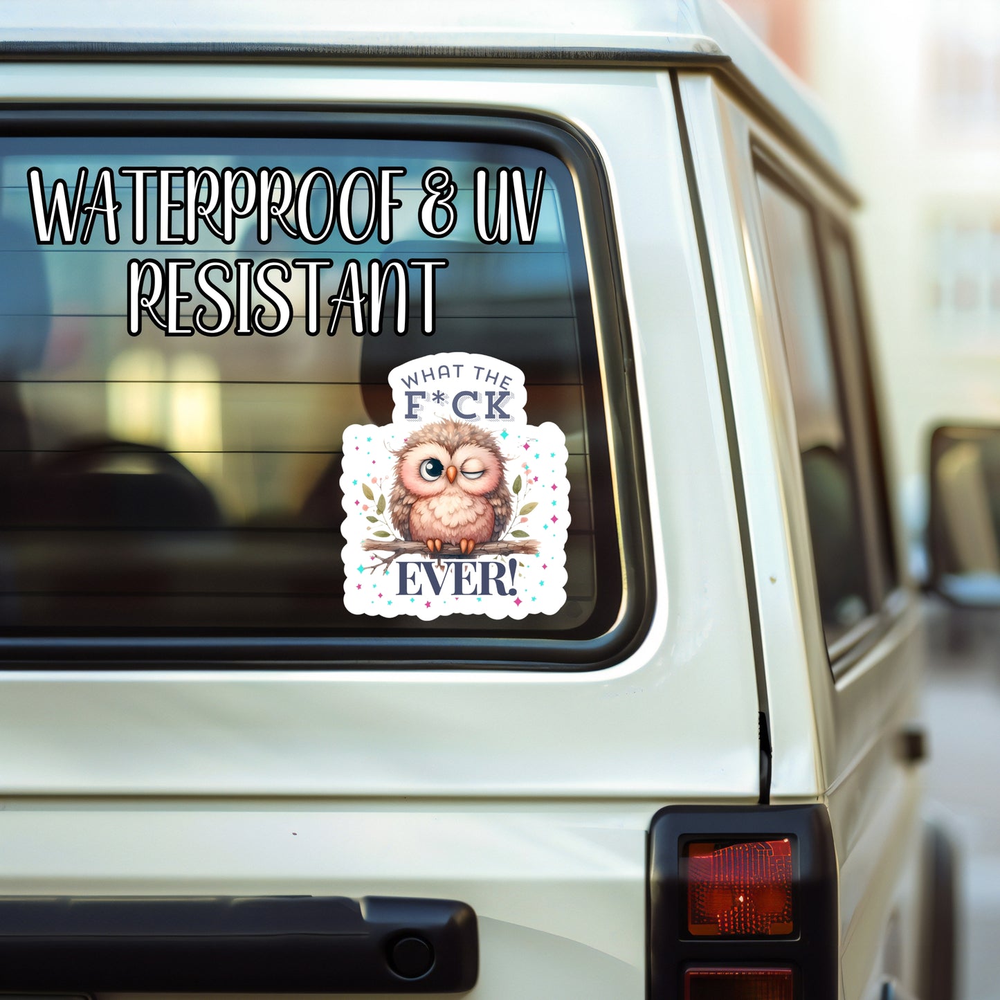 What The F*ck Ever! - Cute Winking Owl Sticker | Laminated Vinyl Decal | Funny Gift Stickers | Multiple Sizes | Perfect for Laptops, Cars, Tumblers and More!